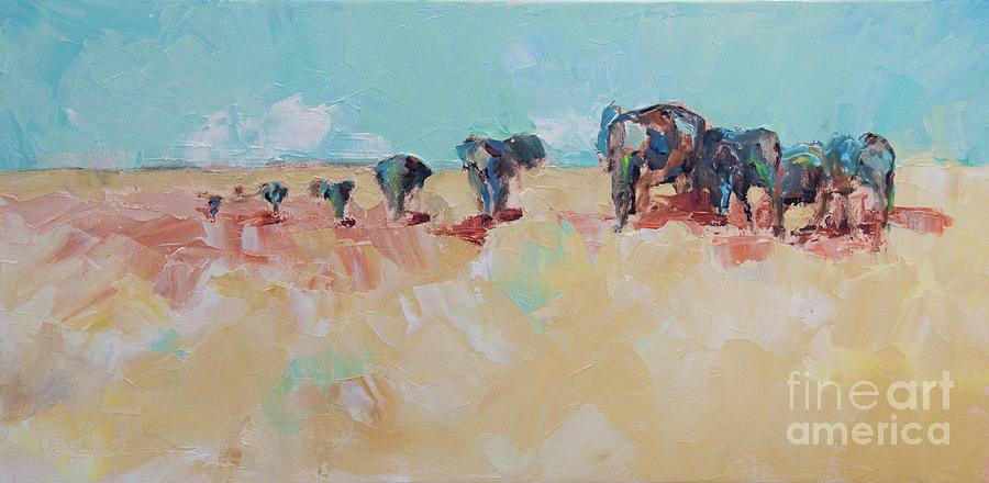 Elephant Painting - Warm Sky by Marsha Heimbecker