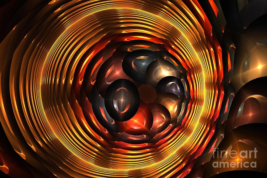 Abstract Digital Art - Warm Solar Rings by Kim Sy Ok
