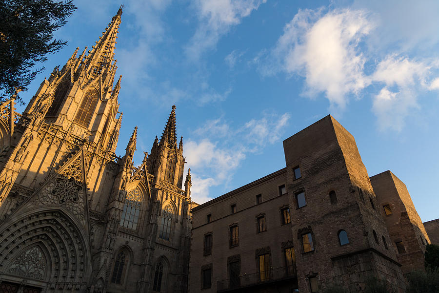 Warm Sun Glow On The Cathedral Of Barcelona Photograph by Georgia Mizuleva