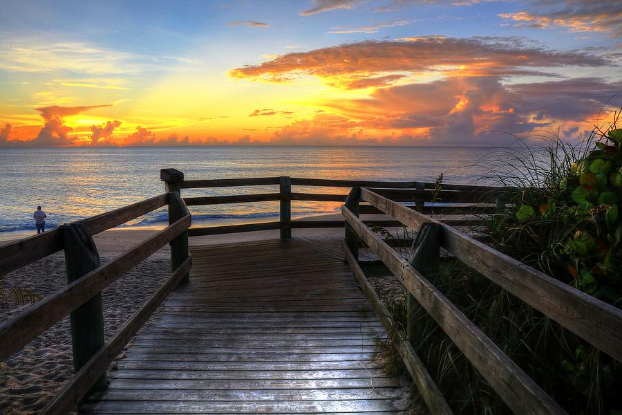 Warm Waters Florida Waters Sunrises And Lone Fisherman Photograph by Carol Montoya
