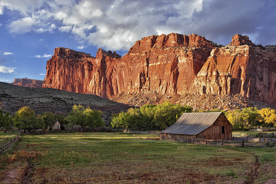 Warmth of evening light on the Historic Fruita Colony in Utah's Capitol ...