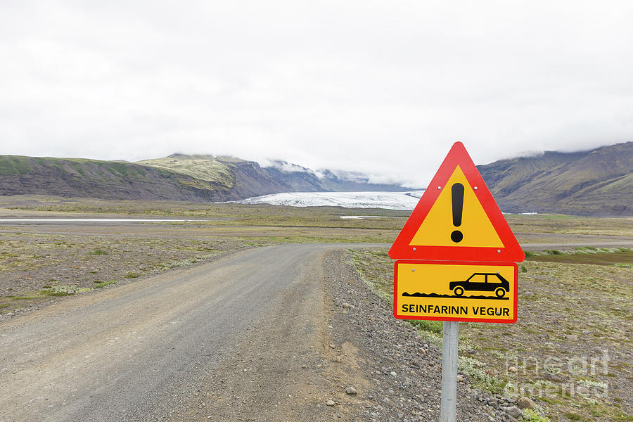 Warning road sign Iceland Photograph by Edward Fielding