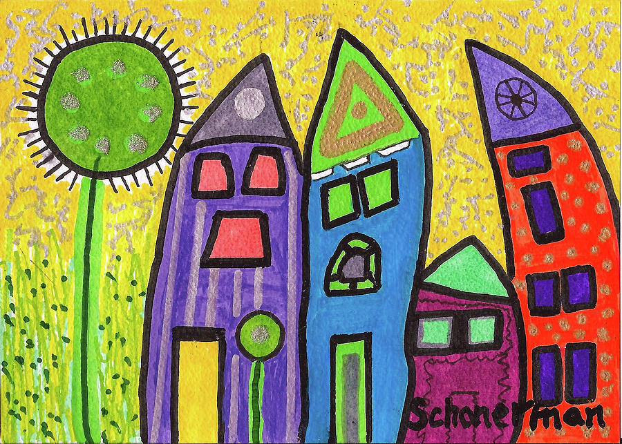 Warped View Drawing by Susan Schanerman Warped View Drawing by Susan Schanerman