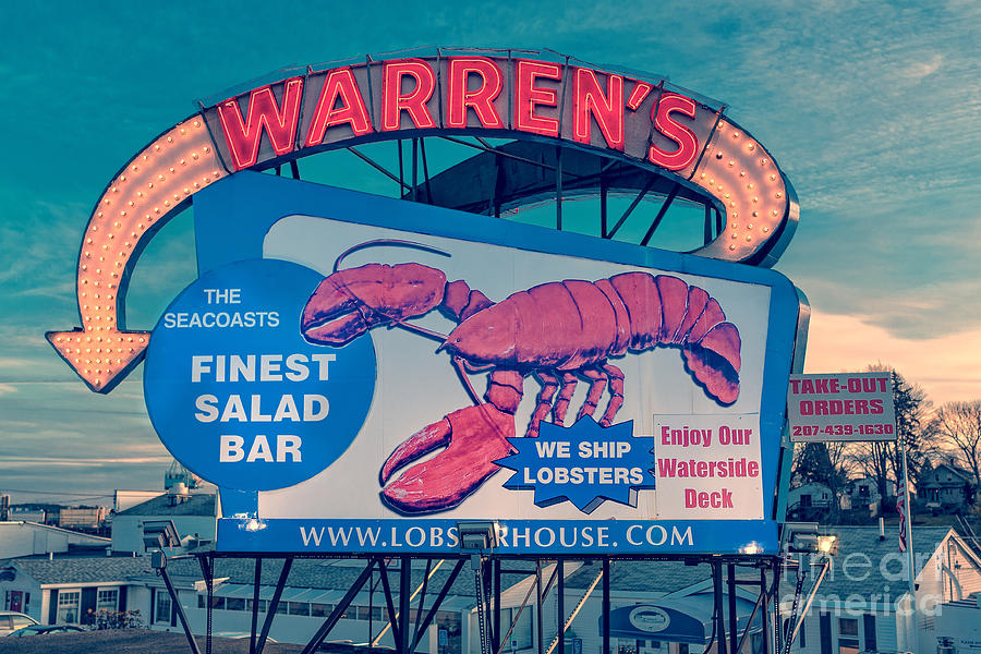 Warrens Lobster House Neon Sign Kittery Maine Photograph by Edward Fielding
