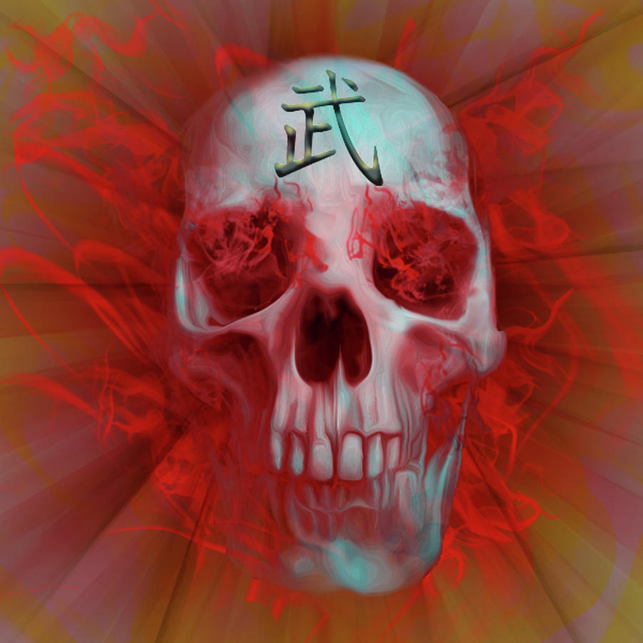 Skull Digital Art - Warrior Kanji Skull by Vic Weiford
