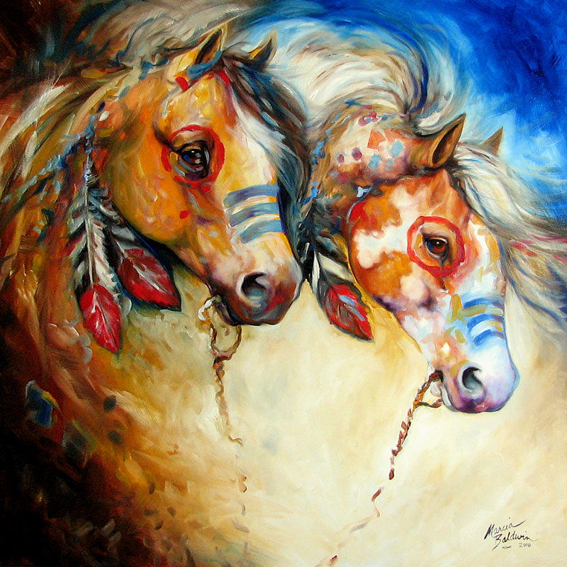 Horse Painting - Warrior Spirits Two by Marcia Baldwin