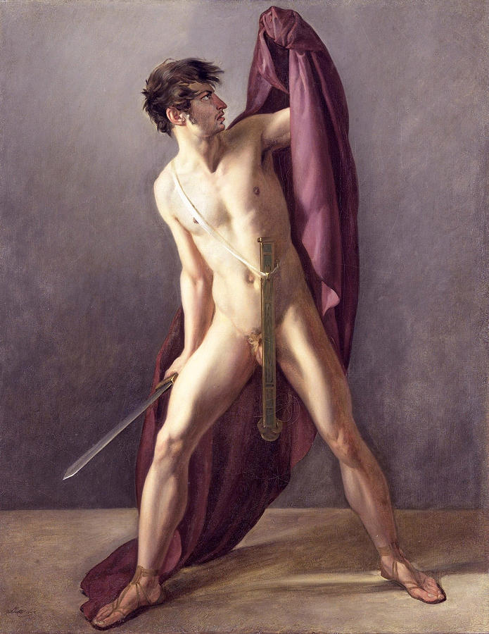 Warrior with drawn sword Painting by Jean-Eugene-Charles Alberti