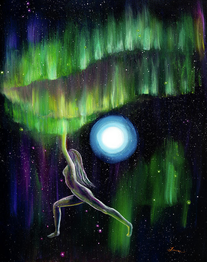 Warrior Yoga Goddess in Aurora Borealis by Laura Iverson Warrior Yoga Goddess in Aurora Borealis by Laura Iverson