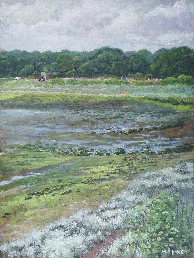 Warsash coastline with tide out Hampshire Painting by Martin Davey