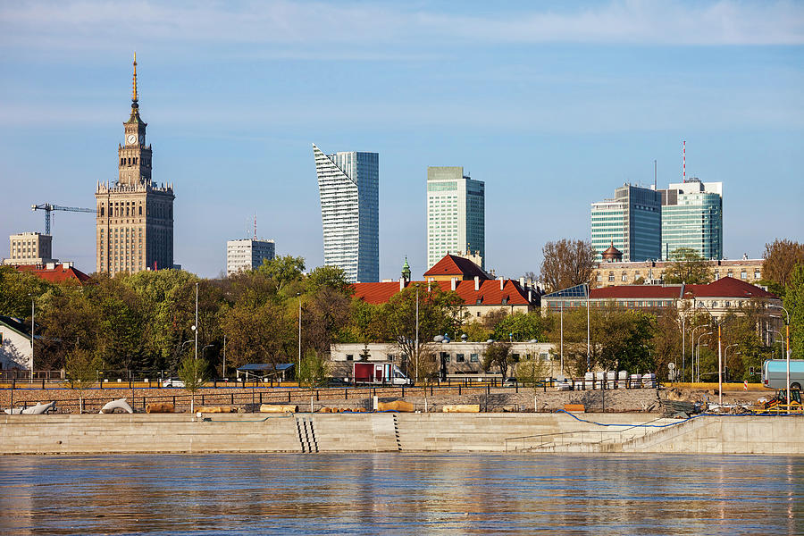 Warsaw City Skyline From Vistula River Photograph by Artur Bogacki