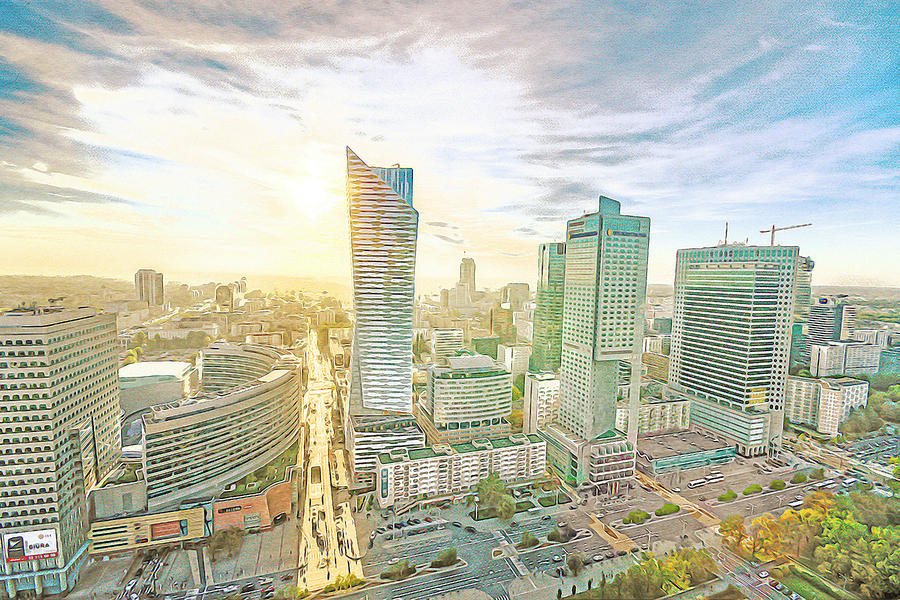 Warsaw Poland Skyline Digital Art by Anthony Murphy
