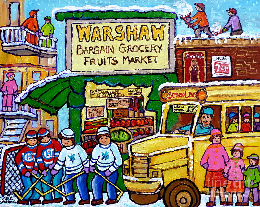 Warshaw Fruit Market Montreal Street Scenes Hockey Art Carole Spandau Canadian Paintings             Painting by Carole Spandau