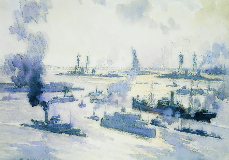 Warships In The Harbor Painting by Mountain Dreams