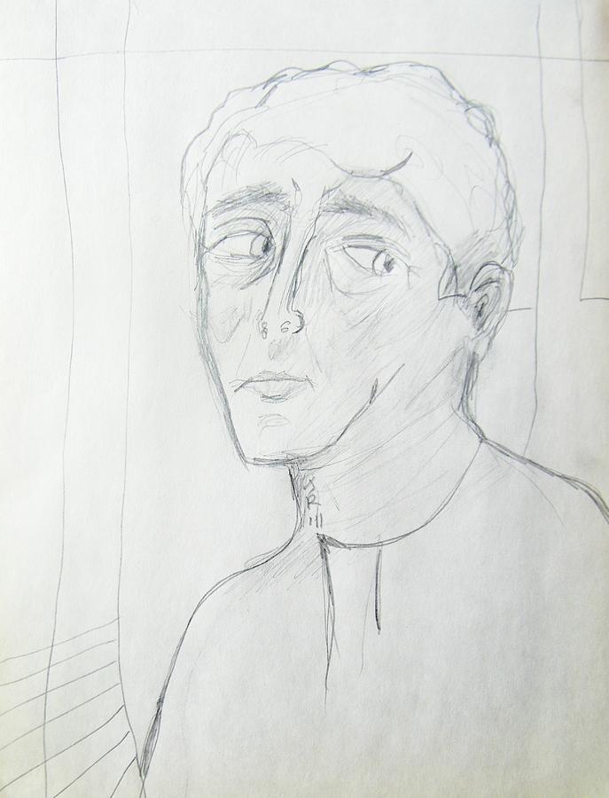 Wary Young Man--Simple Sketch Drawing by Judith Redman