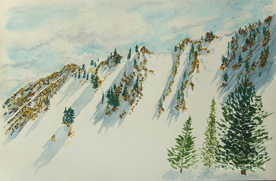 Wasatch Mountain Powder Chutes Painting by Walt Brodis