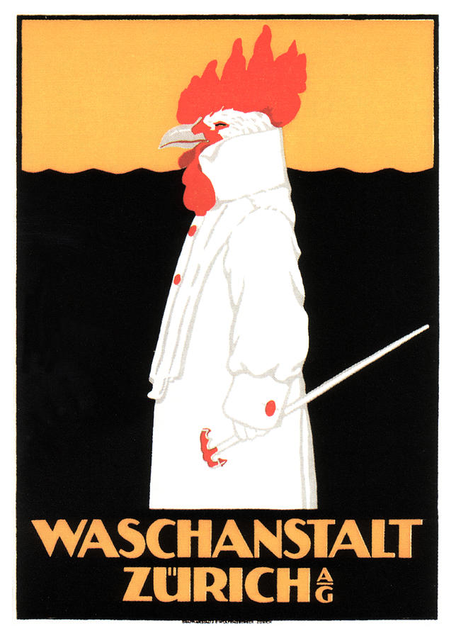 Waschanstalt Zurich - German Rooster - Vintage Advertising Poster Mixed Media