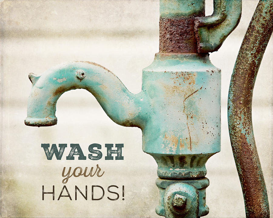 Typography Photograph - Wash Your Hands - Typography Art for Bathroom  by Lisa R