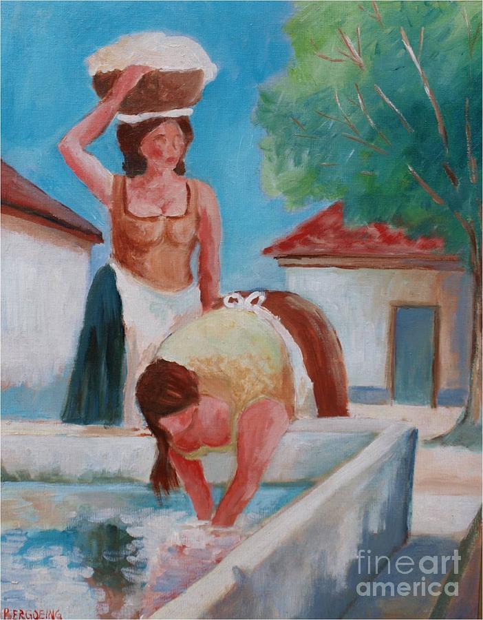 Washerwoman Painting by Jean Pierre Bergoeing