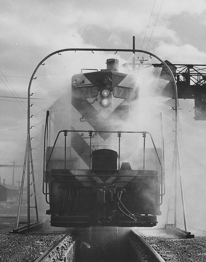 Washing Diesel Engine 1715 - 1957 Photograph by Chicago and North Western Historical Society