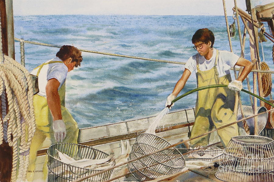 Washing Fish Painting by Karol Wyckoff