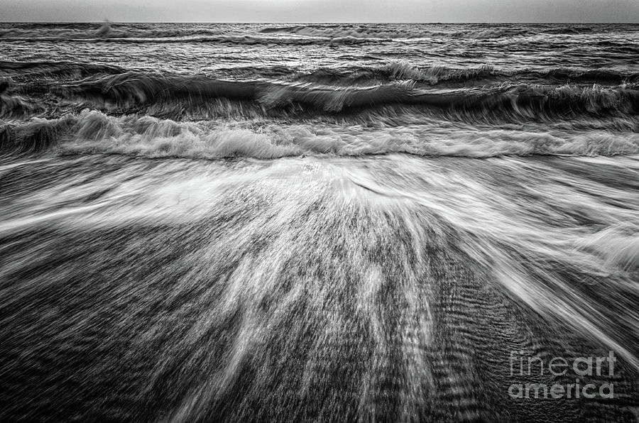 Washing Out to Sea Black and White Coastal / Seascape / Nature Photograph Photograph by PIPA Fine Art - Simply Solid