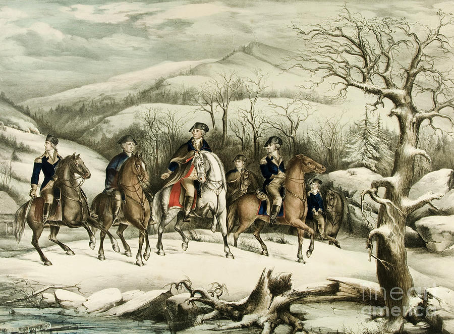Washington and His Staff at Valley Forge Painting by American School
