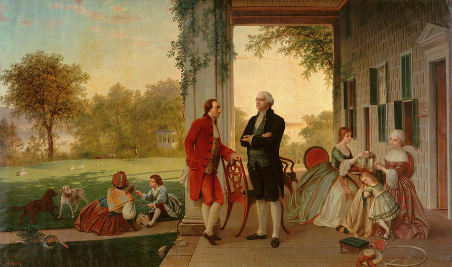 Washington And Lafayette At Mount Vernon Painting by Mountain Dreams