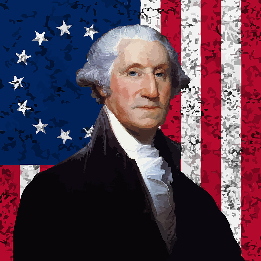 George Washington Painting - Washington and The American Flag by War Is Hell Store