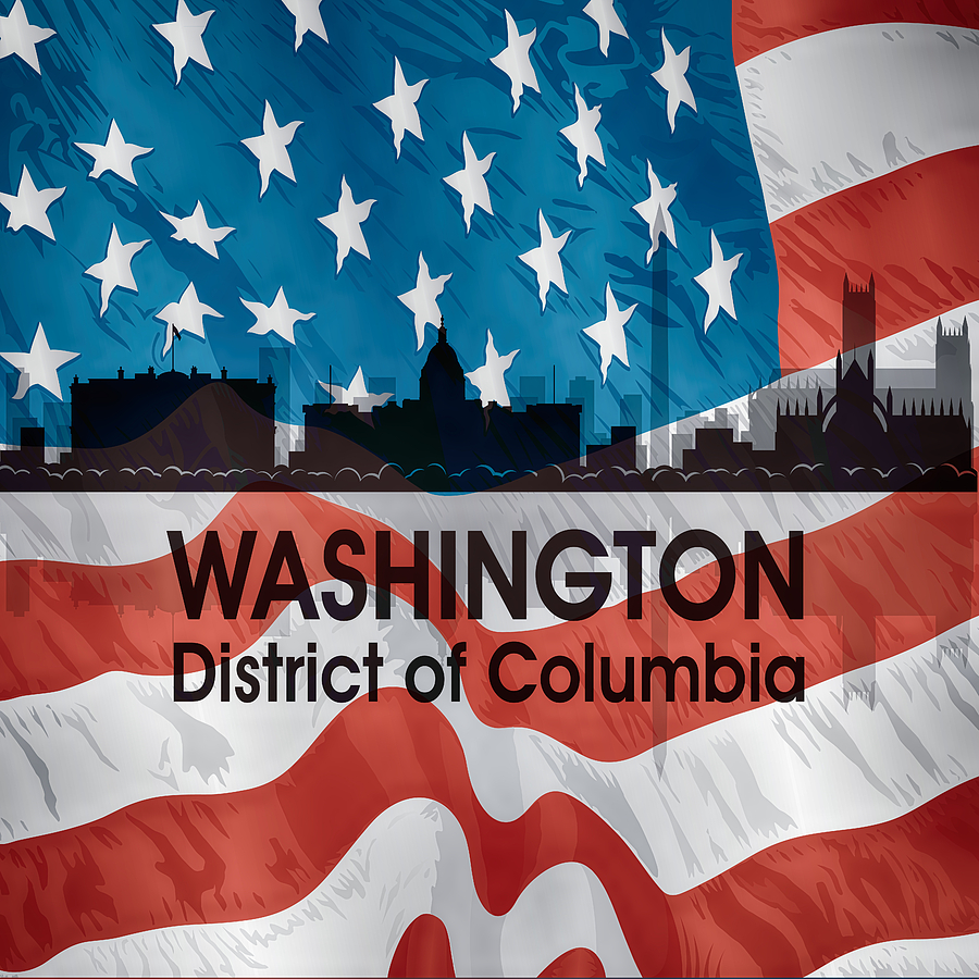 Abstract Digital Art - Washington DC American Flag Squared by Angelina Tamez