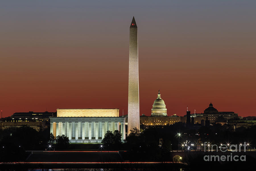 Washington DC Landmarks at Dawn I Photograph by Clarence Holmes