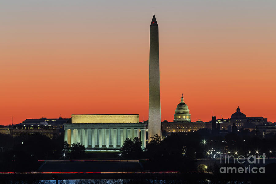 Washington DC Landmarks at Dawn II Photograph by Clarence Holmes