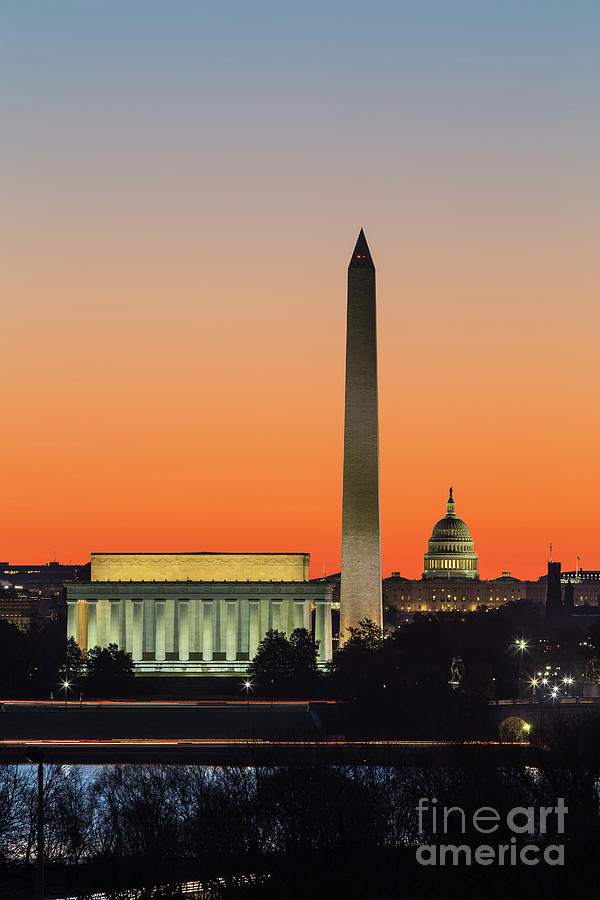Washington DC Landmarks at Dawn III Photograph by Clarence Holmes