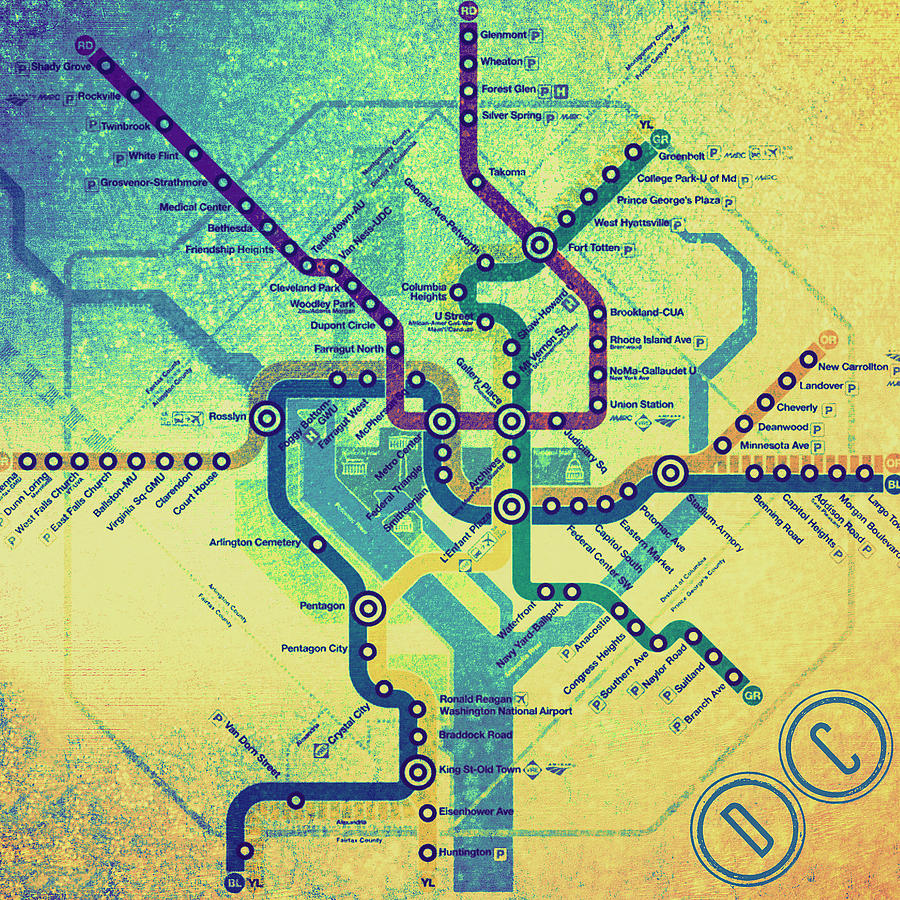 Map Digital Art - Washington DC Metro by Brandi Fitzgerald