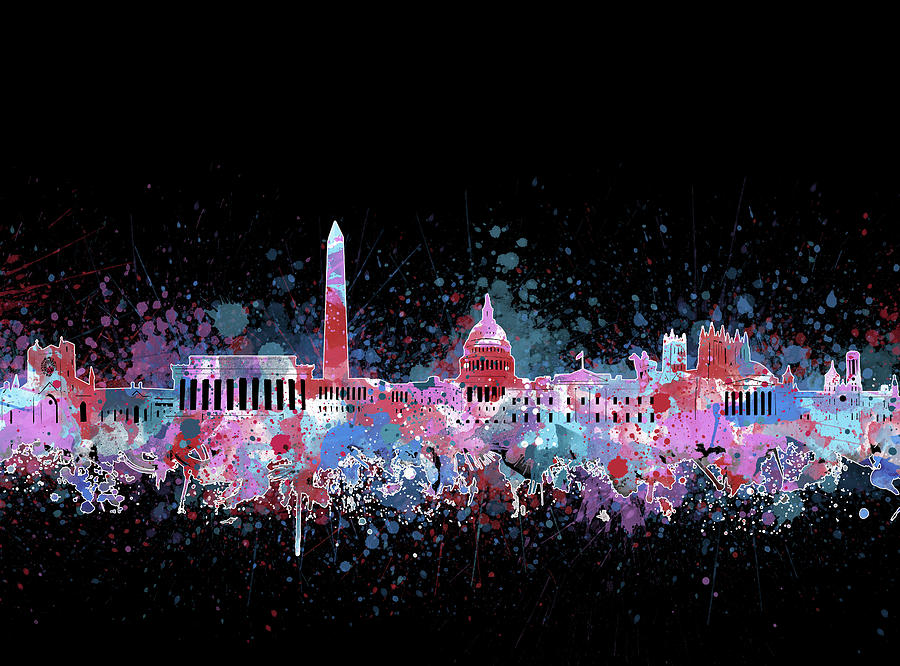 Washington Dc Skyline Color Splatter 3 Digital Art