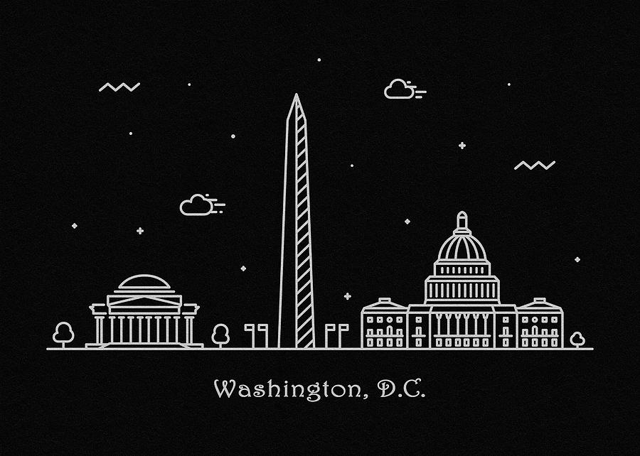 Washington D.C. Skyline Travel Poster Drawing by Inspirowl Design