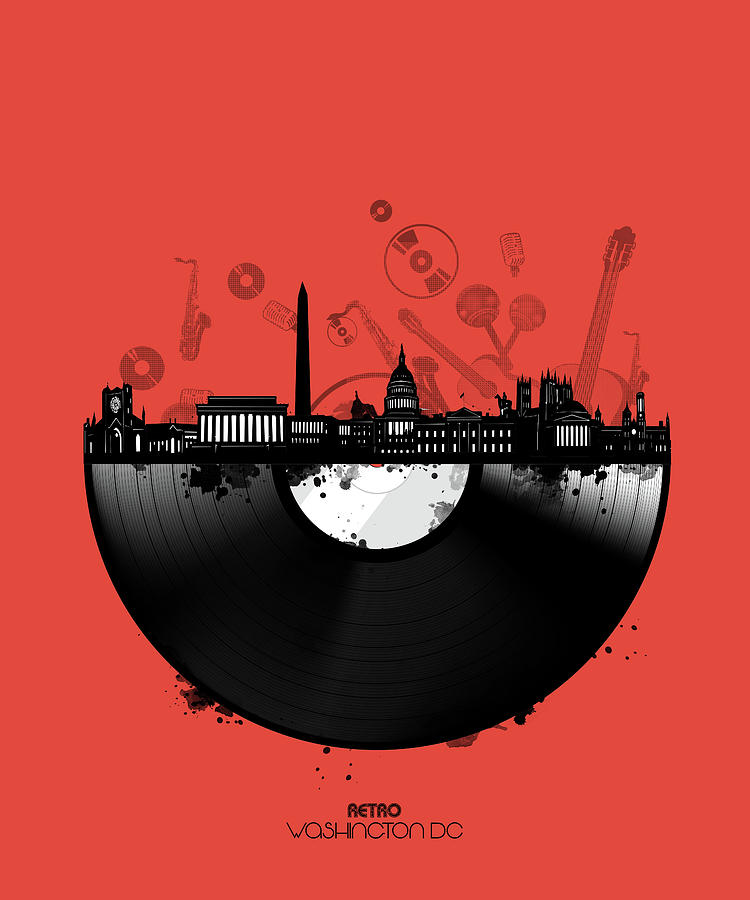 Washington Dc Skyline Vinyl 4 Digital Art by Bekim M
