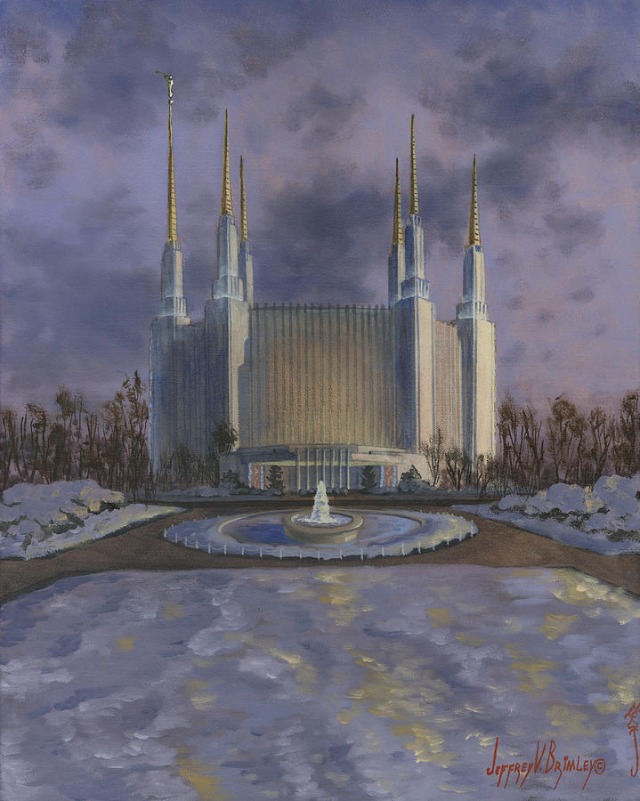 Winter Painting - Washington DC Temple by Jeff Brimley