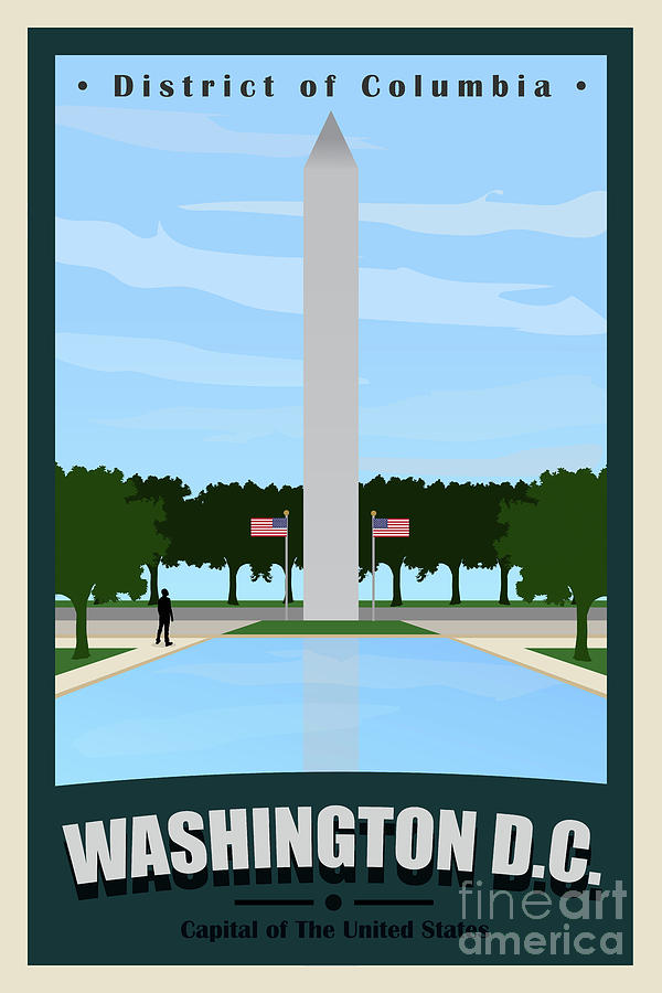 Monument United States America Travel Advertisement Art Poster Washington D.C 