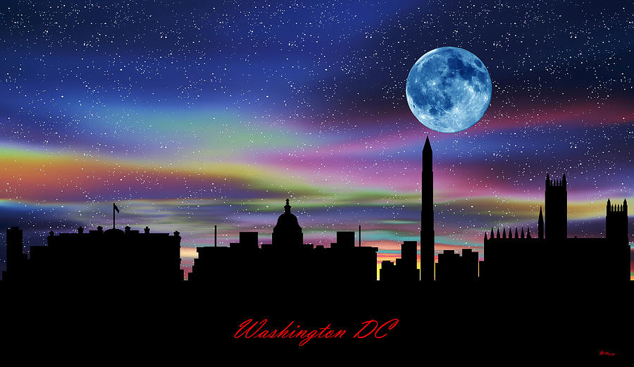 Washington DC Twilight Skyline Digital Art by Gregory Murray