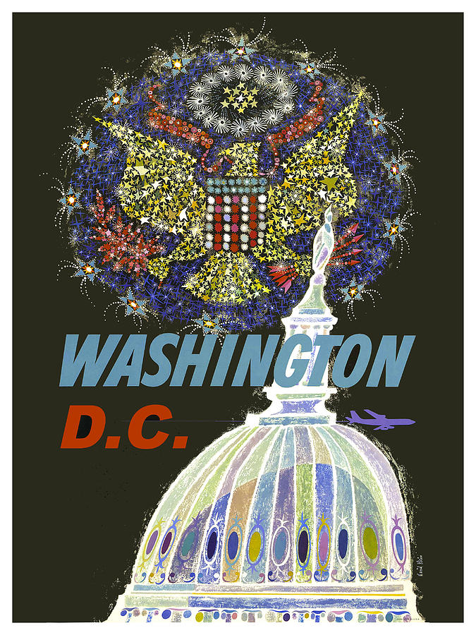 Washington D.c. Painting - Washington D.C. vintage airline poster by Long Shot