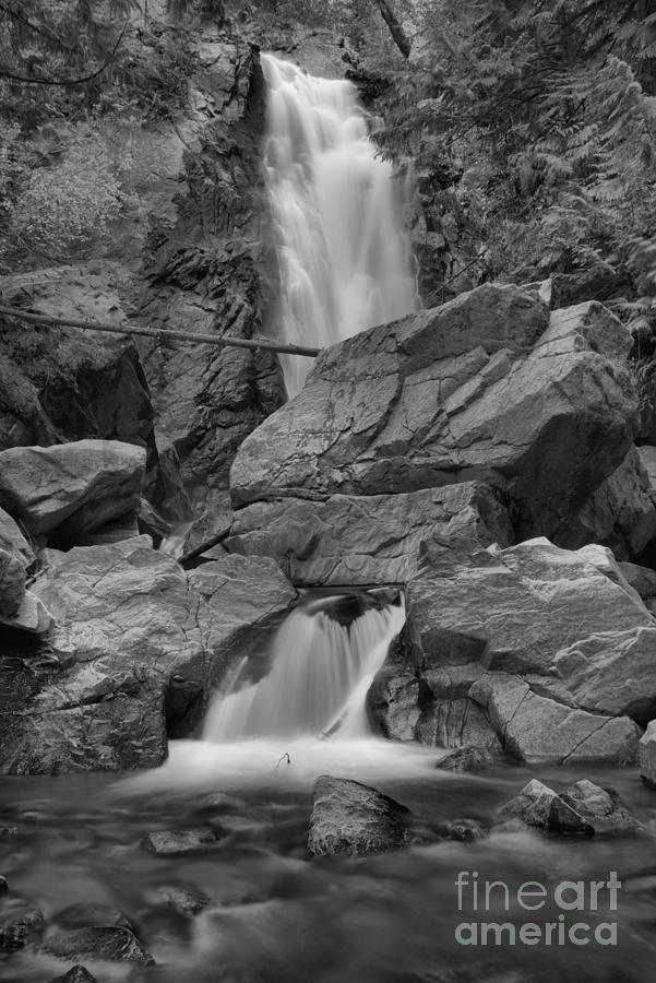 Washington Falls Creek Falls Black And White Photograph by Adam Jewell