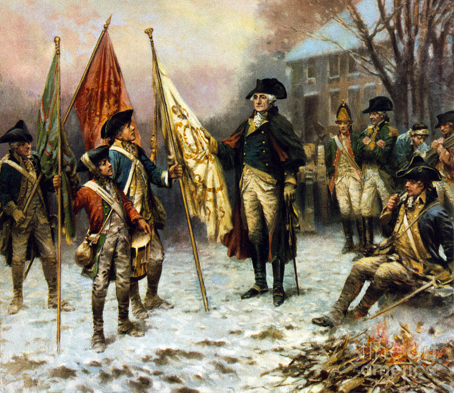 Washington Inspecting Captured Flag Photograph by Science Source