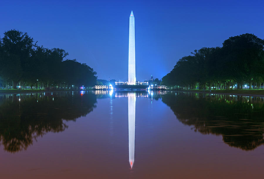 Washington Memorial And Reflecting Pool Photograph