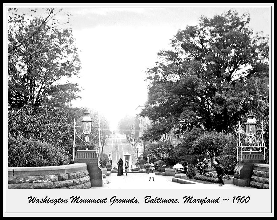 Washington Monument Grounds Baltimore 1900 Vintage Photograph Photograph by A Macarthur Gurmankin