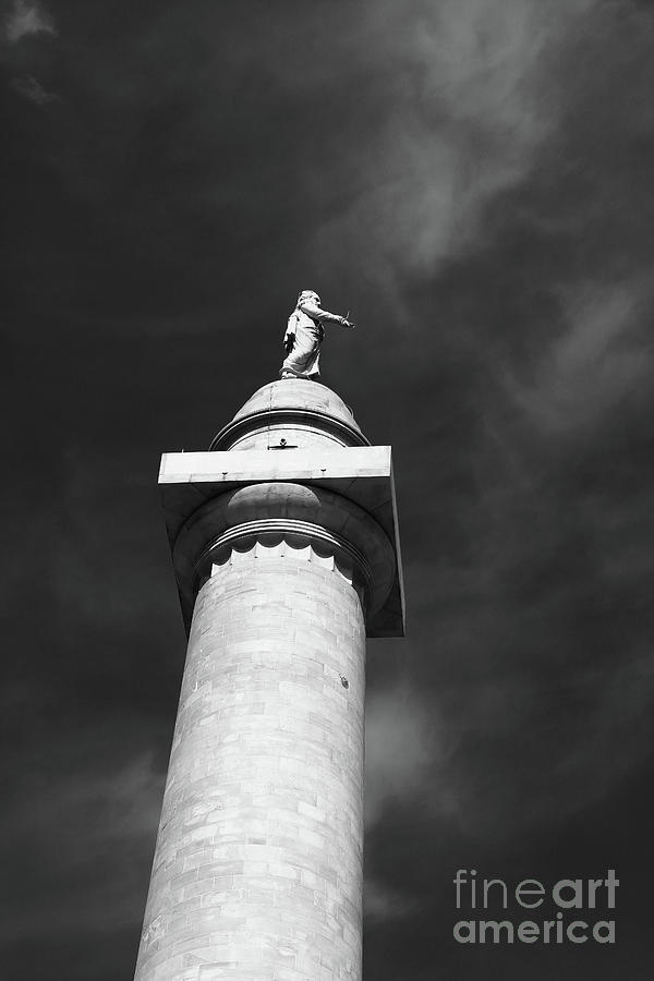 Washington Monument in Black and White Baltimore Photograph by James Brunker