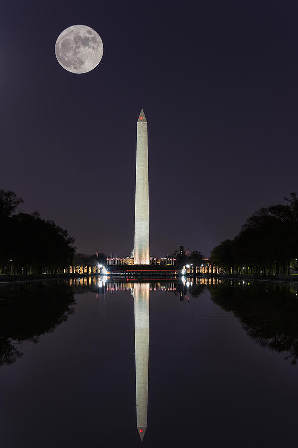 Washington Monument Moon Rise Photograph by Dennis Kowalewski