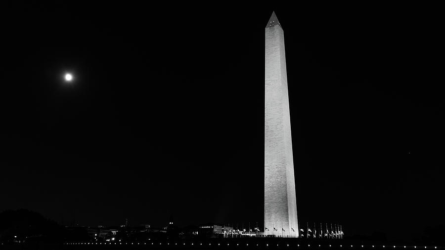 Washington Monument Moon Washington DC Photograph by Lawrence S Richardson Jr