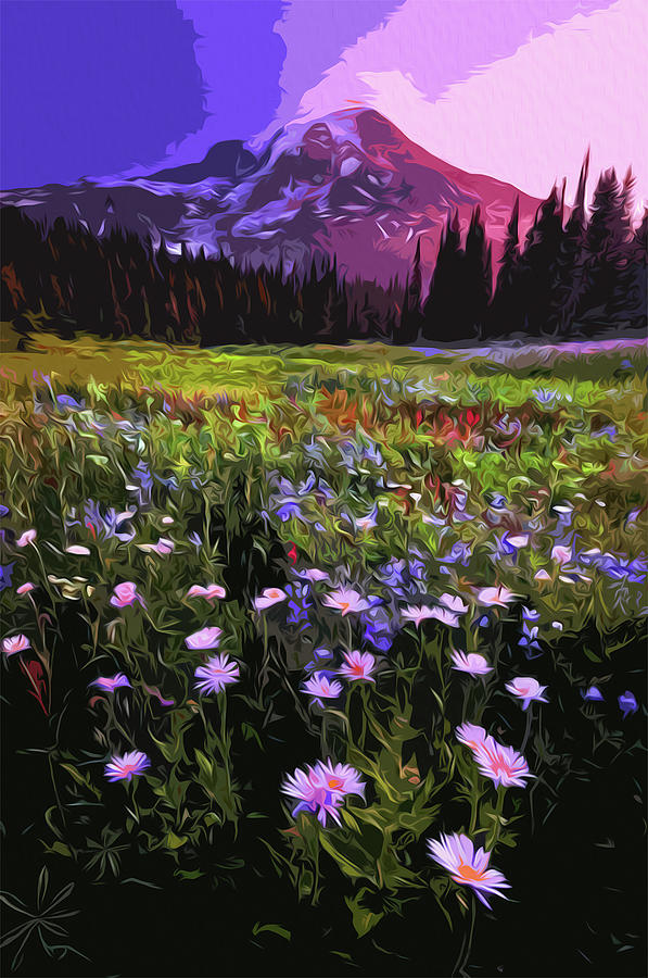 Washington, Mount Rainier National Park Painting by AM FineArtPrints