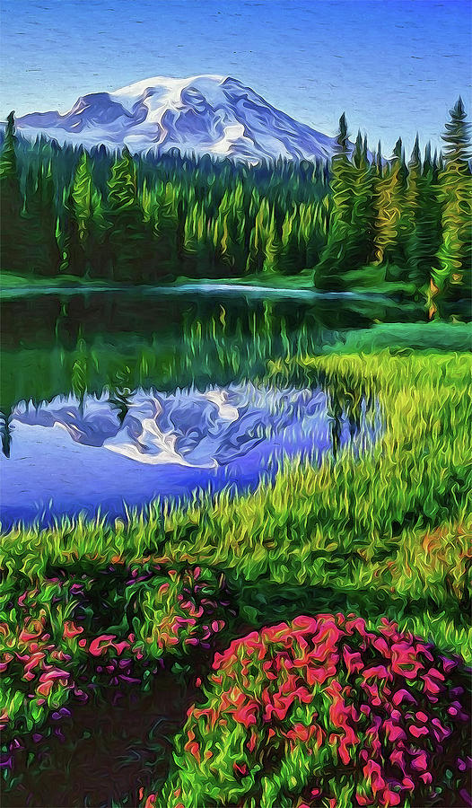 Washington, Mt Rainier National Park - 02 Painting by AM FineArtPrints