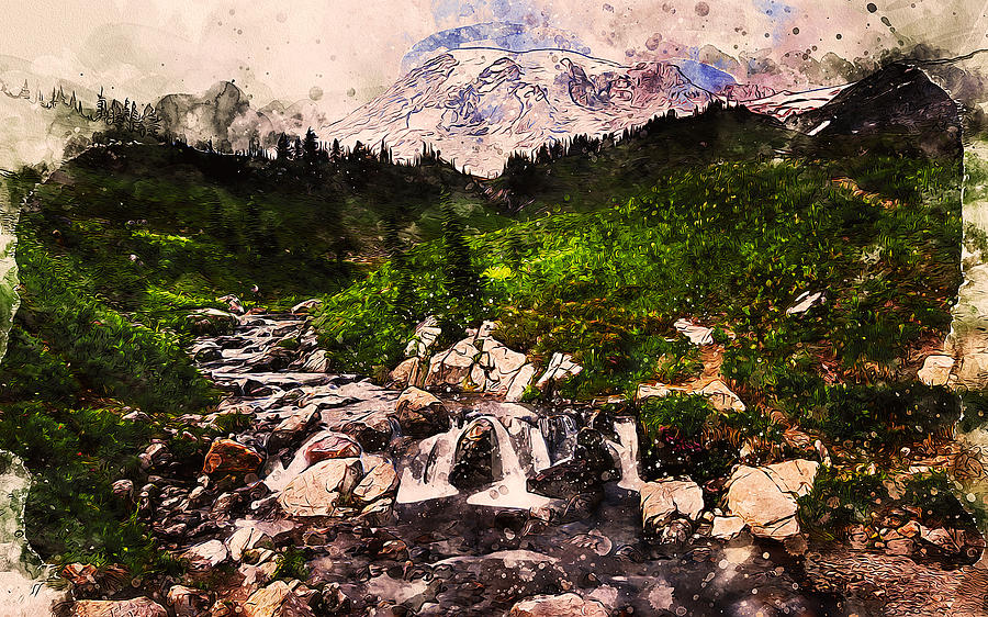 Washington, Mt Rainier National Park - 07 Painting by AM FineArtPrints